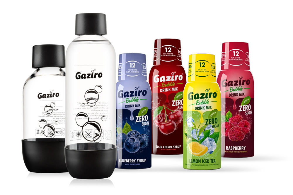 gaziro-prime-mpoukalia-me-siropia-gia-araiosi Σετ δυο μπουκάλια Prime 1L και Prime 500ml +4 συσκευασίες σιρόπι κατ’ επιλογή - Image 1